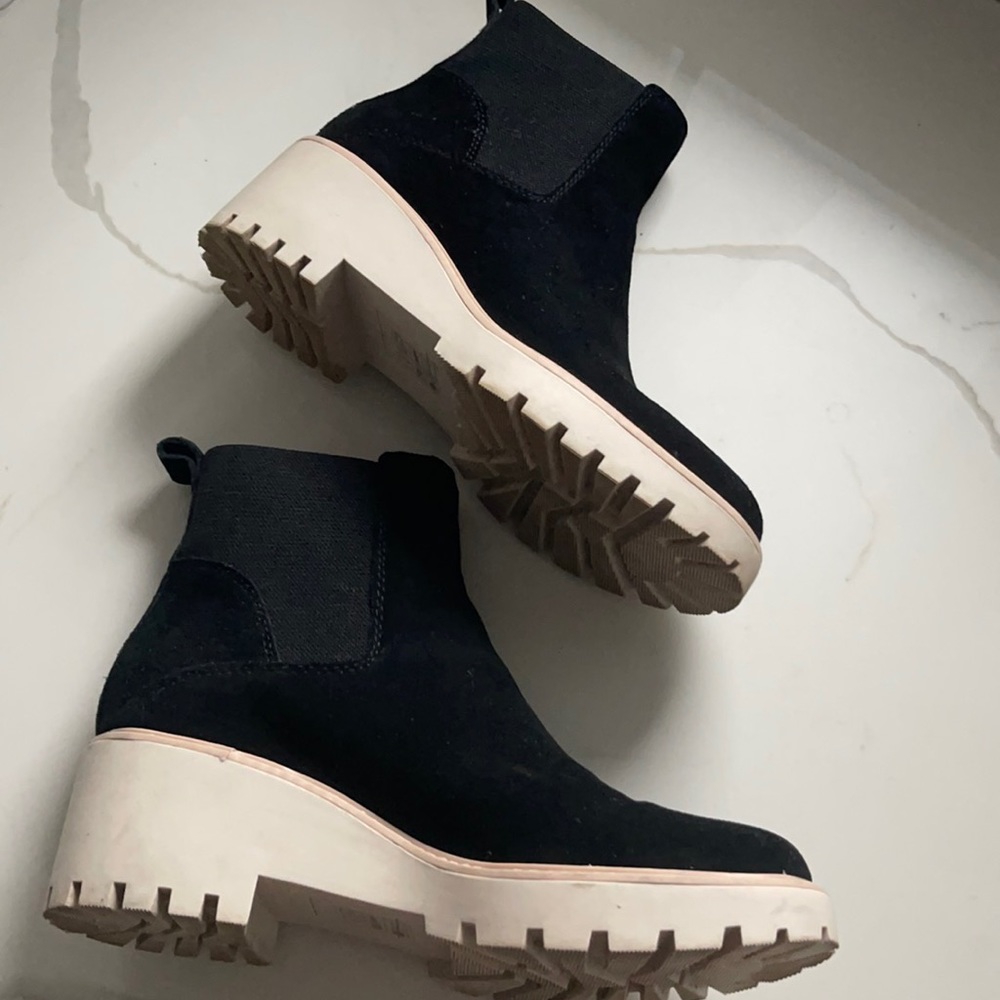 Dolce Vita Boots size 8.5 Black and Off White soles
